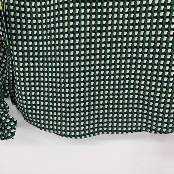 Cece Top Tie Sleeve V Neck Green Geometric Printed Blouse NWT - Picture 11 of 11